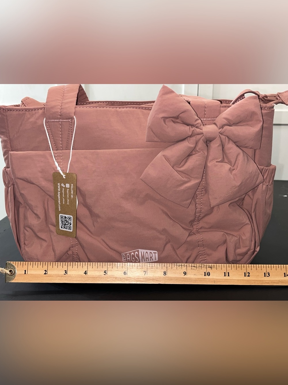 Bagsmart Women’s Bow-Accent Tote Bag in Dusty Rose